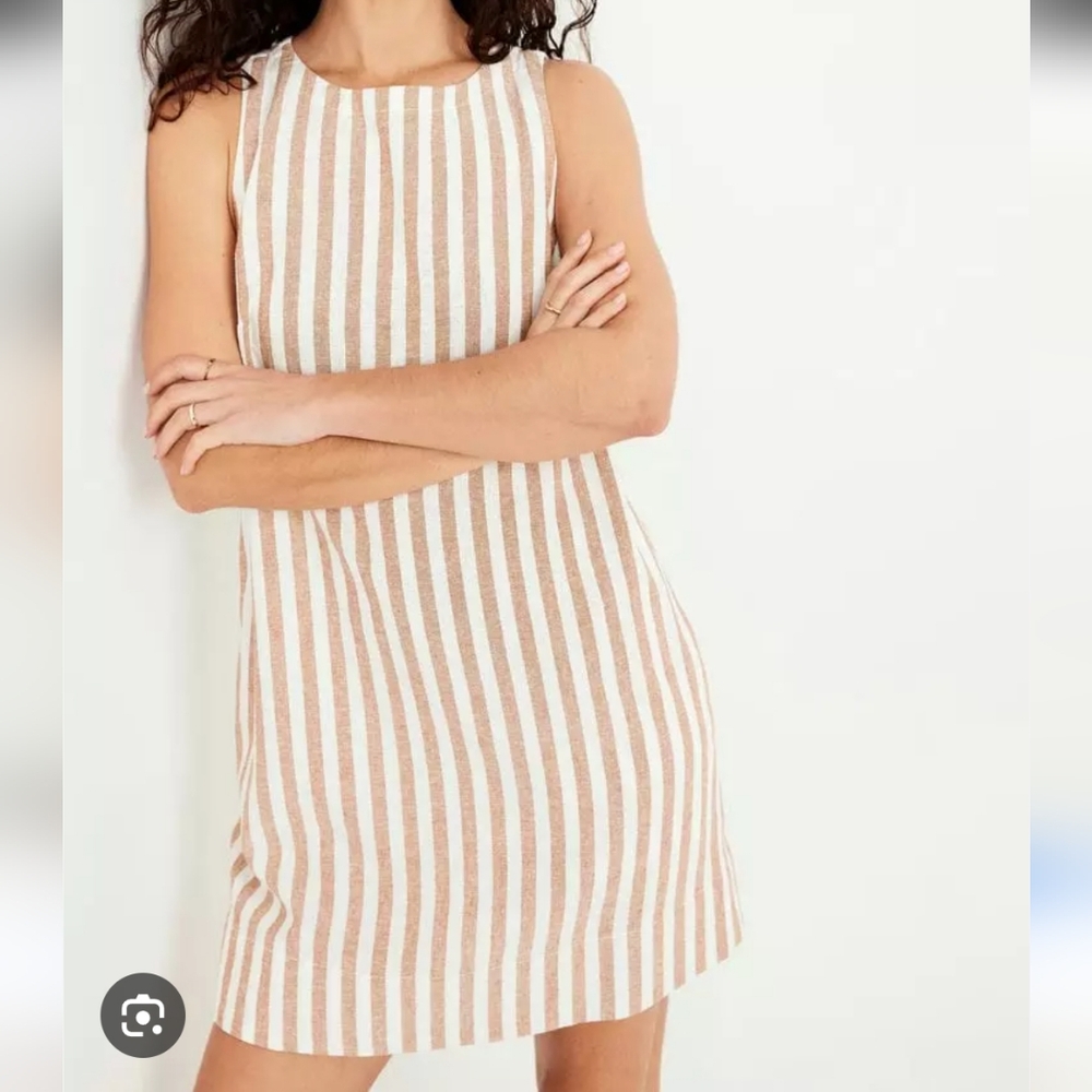 Bundle of 2 Old Navy Linen-Blend Mini Shift Dresses - Gingham & Striped - Picture 3 of 4